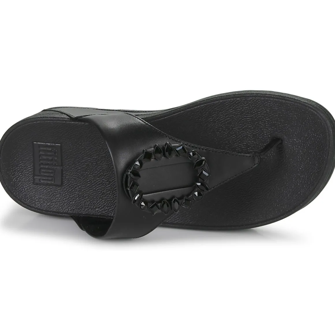 FitFlop LULU CRYSTAL-CIRCLET LEATHER TOE-POST SANDALS